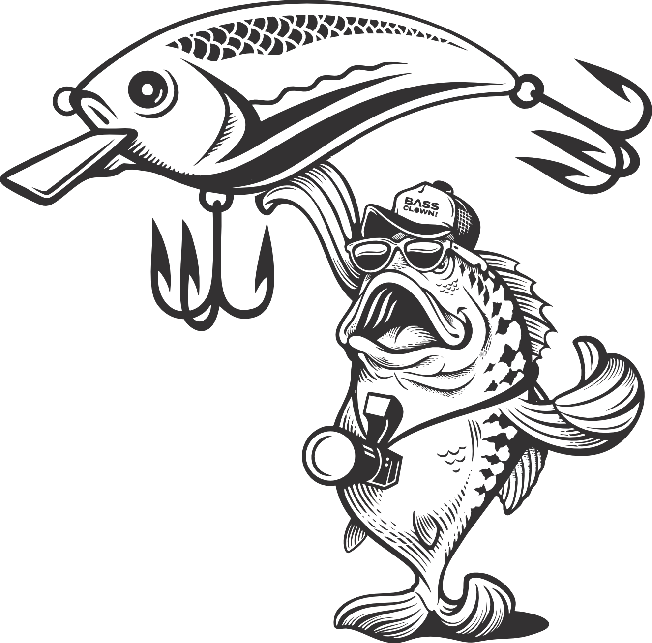 Bass Fish with Sunglasses